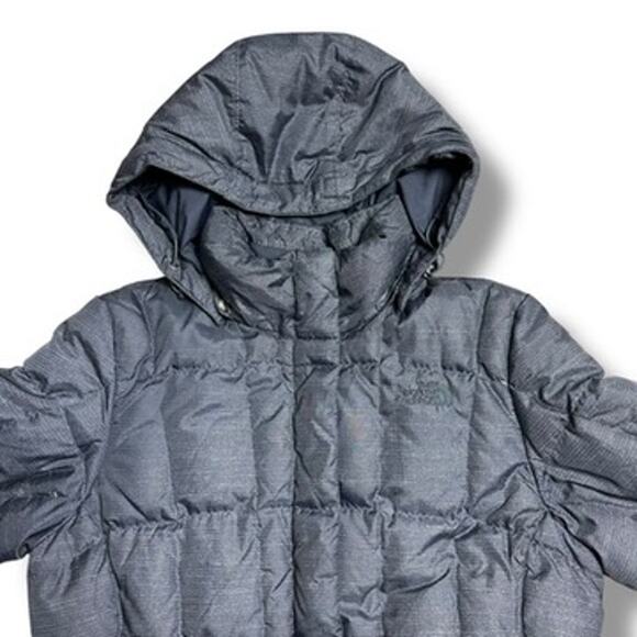 The North Face Metropolis Long Hooded Down Puffer Coat Navy Sz M - Picture 4 of 10